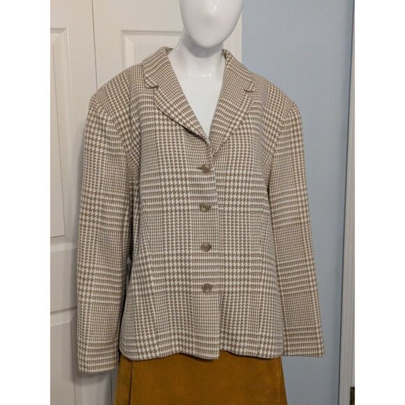 Vintage Talbots Women's Herringbone Wool Cashmere Blend Blazer Lined Size 20 - Picture 1 of 8